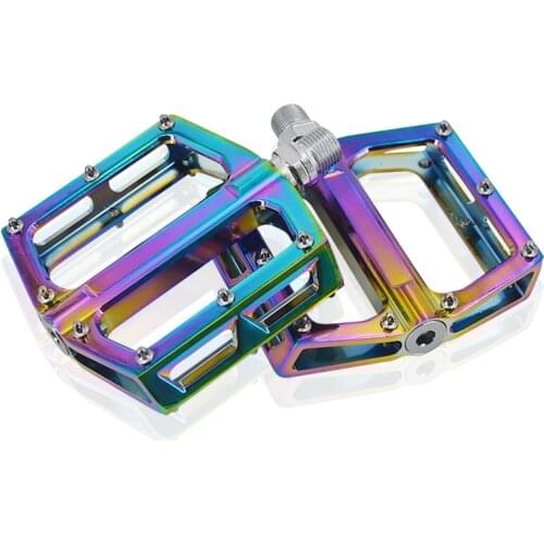 Mulit Colorful Bearing Pedals Hollow Design Flat MTB Road Folding Bike Bicycle Pedals 8 Anit-Skid Nail CR-MO Axis Cycling Pedals