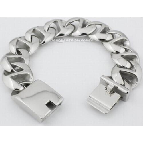 LINSION Huge Heavy 316L Stainless Steel Mens Bracelet Biker Punk Link Chain 5Q008 Free Shipping