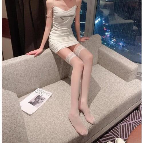 Sexy Long Stockings High Socks Lace Top Silicon Strap Anti-skid Thigh High Over Knee Socks Nightclubs Hosiery Medias De Mujer