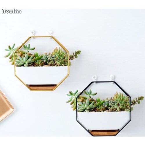 Simple Creative Ceramic Flower Pot Hydroponic Plant Iron Desktop Wall Hanging Flower Pot Scindapsus Container Garden Decor