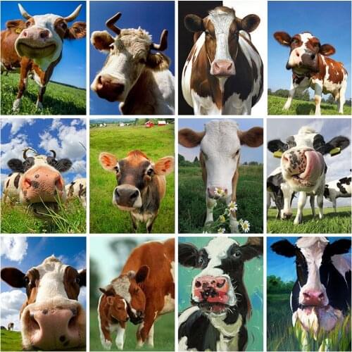 Animal Cow 5D DIY Diamond Painting Kits Completo Crystal Animales Embroidery Mosaic Picture Factory on Sale