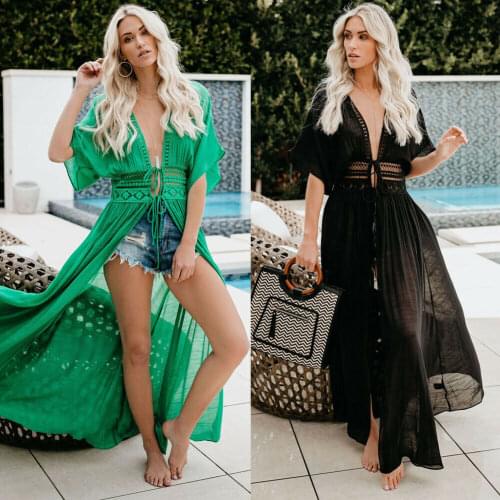 Sexy Beach Dress Swimwear Women Beach Cover Up Cardigan Swimwear Bikini Cover ups Robe Plage Zaful Dress for Beach