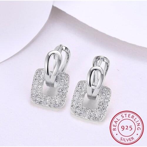 Lekani 2019 Unique Square Shaped Piercing Huggie Hoop Earring For Women Silver/gold 2 Colors Earing Round Fine Jewelry