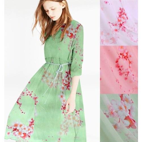 6mm silk chiffon 2018 new peach three-color silk fabric yarn summer dress scarf fabric