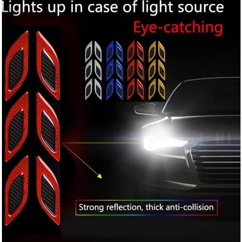 6Pcs/Set Carbon fiber Car Sticker Truck Auto Motor Car Reflective Strips Anti-Scratch Safety Warning Sticker Car Accessories