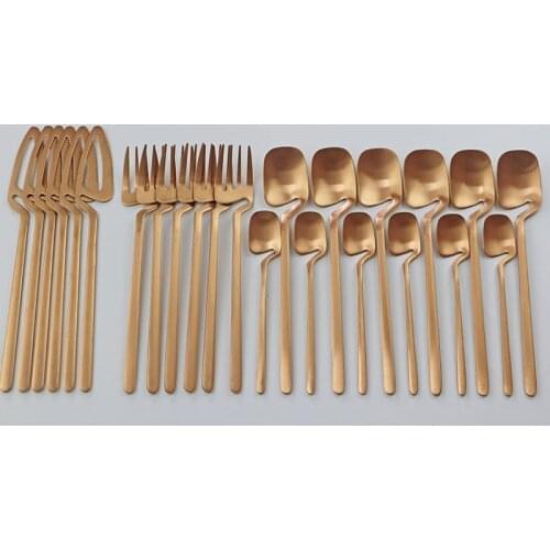 Western 24pcs Dinnerware Rose Luxury Cutlery Flatware Matte Knife Fork Teaspoon Tableware 304 Stainless Steel Kitchen Dinner Set