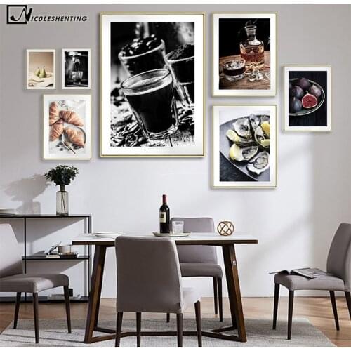 Wine Coffee Bread Kitchen Poster Drink Food Canvas Print Wall Art Painting Modern Picture Dining Room Restaurant Decoration