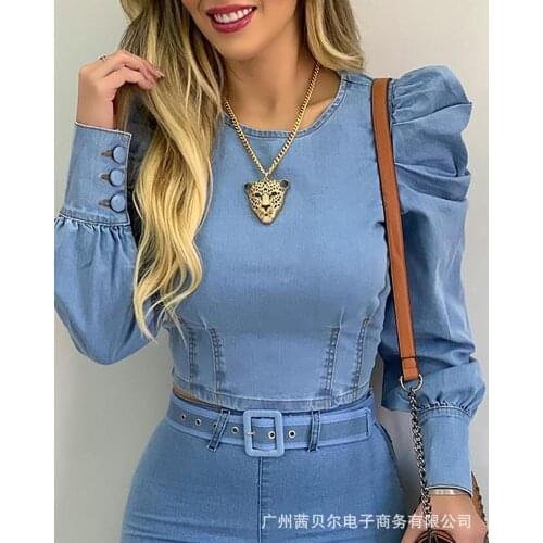 Женские голубые рубашки Wepbel China At AliExpress