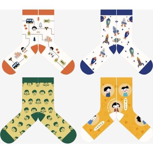 Harajuku Funny Cartoon Cute Fashion Autumn Winter Cotton Socks Crew Casual Happy Women Sock