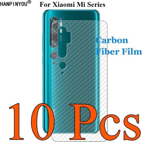 10 Pcs/Lot For Xiaomi Redmi Mi Note 10 8 8T 9 9T Lite Pro 3D Transparent Carbon Fiber Back Film Skin Screen Protector Sticker