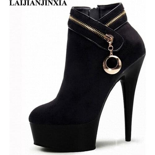 Thin Heels 15 cm comfortable sapatos femininos Round Toe ladies women shoes Winter comfortable ankle boots woman casual shoes