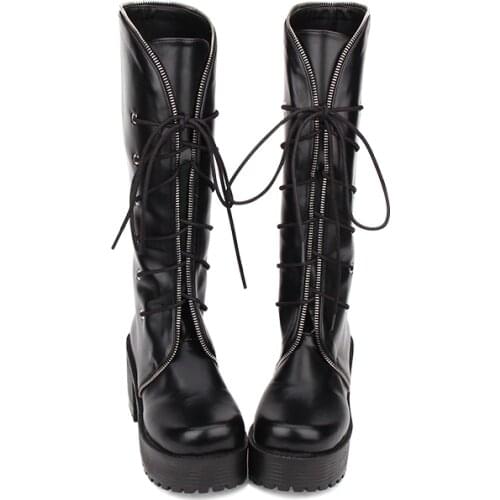 Angelic imprint New Fashion Punk Lolita style Knee High Winter Boots for Women size 35-39 8430