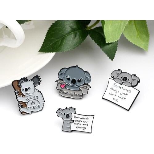 Save My Home Cute Cartoon Koala Pin Wild Cowboy Badge Student Cartoon Koala Exquisite Enamel Brooch The Best Gift For Children