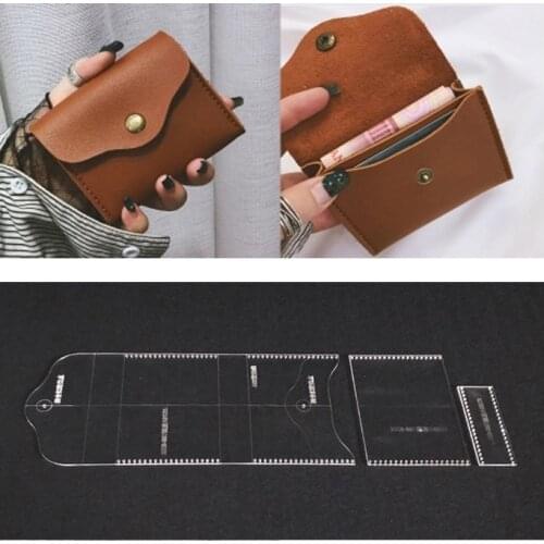 New 1 Set Acrylic Leather Template Home Handwork Leathercraft Sewing Pattern Tools Accessory Men Wallet Pattern 11.5x9.5x2cm