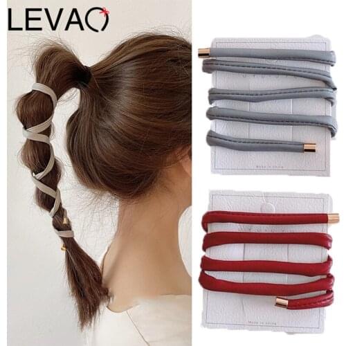 LEVAO New 1pc Ponytail Hold Hair Tie Leather Hair Bands For Women Accessories Long Styling Tools Holder Bands Wholesale