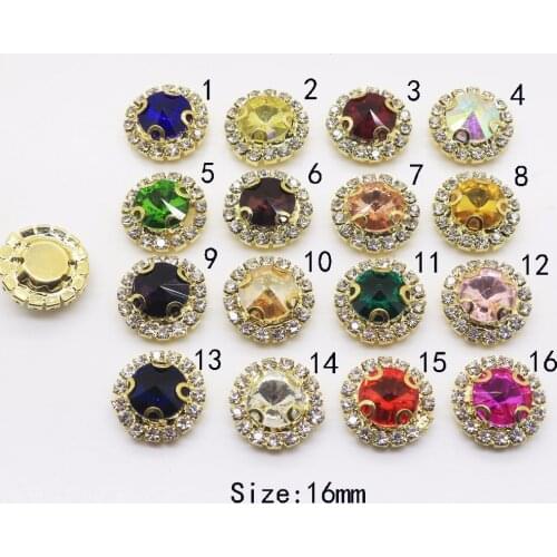 10pcs 16mm Round 4-Holes golden metal Buttons Diamante rhinestone button DIY for Wedding Decoratio sewing Clothing buttons