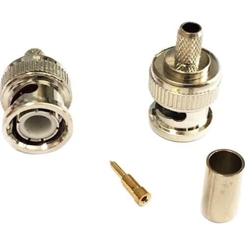 Lots of 10pcs BNC male plug RF Connector crimp For RG58 LMR195 Cable Wholesale straight type wire terminal