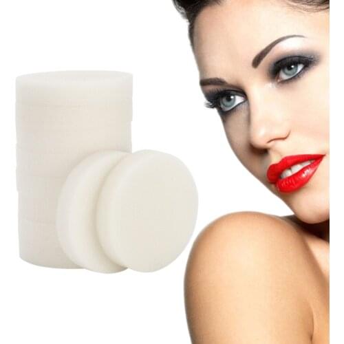 10pcs Face Round White Cleaning Sponges Cosmetic Powder Puff Soft Make-up Beauty Tools Face Care Washing Sponge Remover Tools