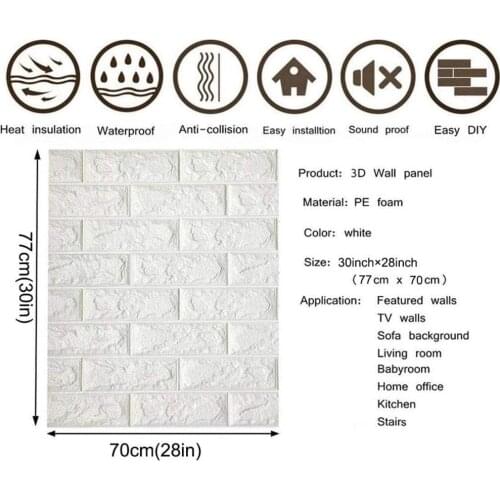 10 Pack of 3D Brick Wall Stickers Self-Adhesive Wall Panel Waterproof Pe Foam Wallpaper - for Home Background Wall Decoration