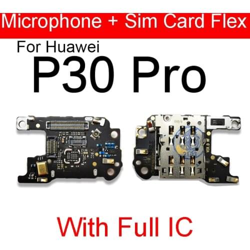 100% Genuine SIM/SD Card Reader with Microphone Mic Flex Cable For Huawei P30 Pro SIM Holder Conecction board Replacement parts