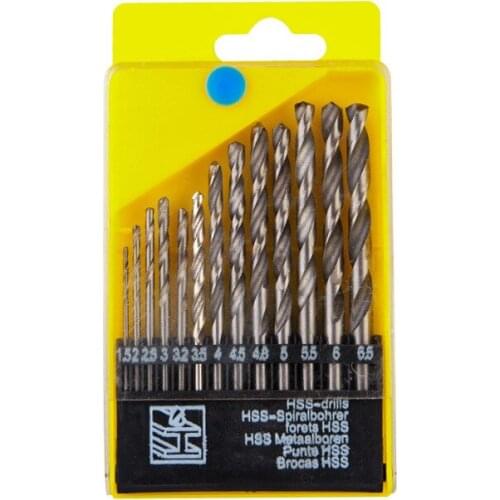 13Pcs 1.5-6.5mm Round Shank Twist Drill Bit Set Titanium Coated Hole Cutter High Speed Steel Gun Drill Bit Woodworking Metal Too