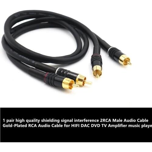 4N Oxygen-Free Copper shielding signal interference 2 RCA Gold-Plated RCA Audio Line for HIFI DAC DVD TV Amplifier music player