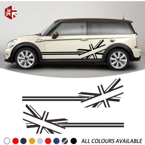 2 Pcs Union Jack Flag Style Car Door Side Stripes Sticker Body Decal For MINI Cooper S Clubman R55 One JCW Accessories