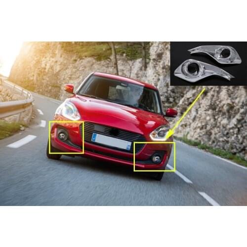 ABS Chrome 2pcs Front Fog Light Lamp Cover Frame Trim For Suzuki Swift Hatchback 2018-2019 Auto Accessories