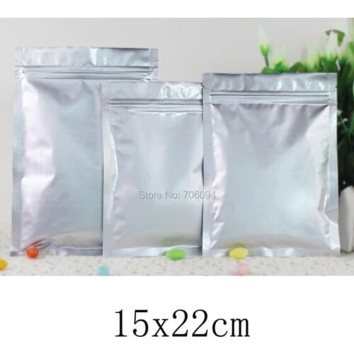 200PCS 15*22cm(5.91''*8.66'') Matte silver Aluminum Foil Reclosable Zipper Packing Pack Bag ZipLock Bag Tea coffee packing pouch