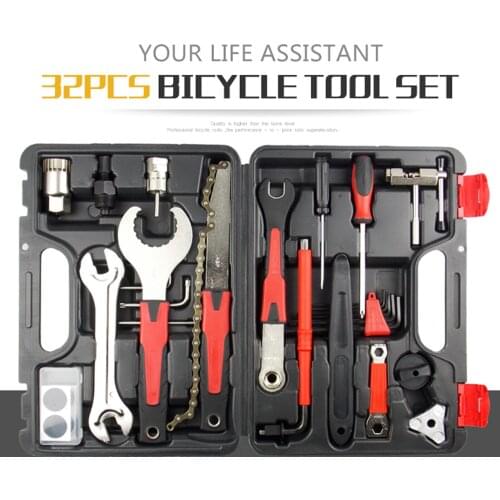 32pcs/box Bicycle Carbon Steel Repair Tool Kit Super Equipment Toolbox Repair Tool Mountain Bike Universal Bicycle Tool Set