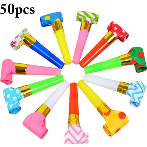 50PCS Colourful Kids Party Blower Funny Party Noisemaker Musical Blow Out For Birthday Party Atmosphere Props Children Gift Toy