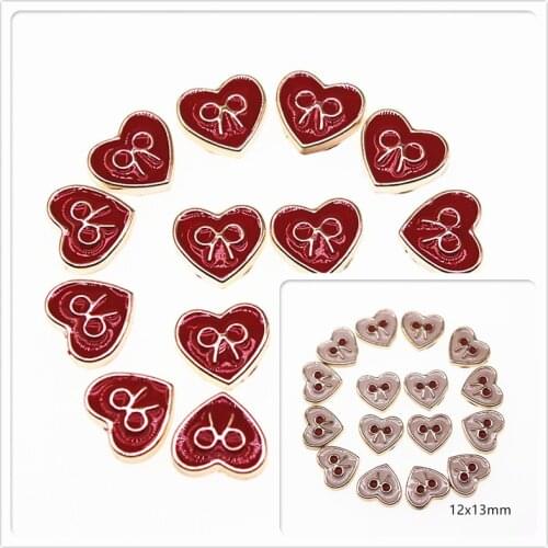 50pcs 12x13mm Red/White Heart with bow Flatback Delicate Round Buttons Home Garden Crafts Scrapbooking DIY crafts