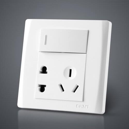 86mm Single Control Switch Wall Panel Socket With 2 Pin And 3 Pin Electric Outlet Standard Plug White Color