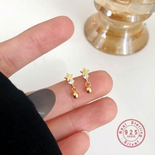 925 Sterling Silver Japanese New Exquisite Star Crystal Stud Earrings Women Noble Elegant Wedding Jewelry Accessories
