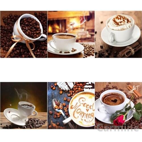 5D DIY Coffee Diamond Painting Cross Stitch Embroidery Mosaic Picture Wall Sticker Full Round&Square Drill Home Decoration Gift