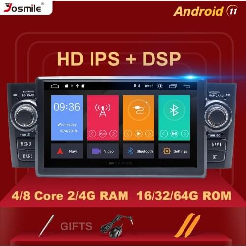 4GB DSP 1 Din Android 11 Car DVD Multimedia Player For Fiat Grande Punto Linea 2007-2012 Radio GPS Navigation Audio Stereo 8Core