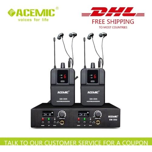 FREE & FAST SHIPPING Acemic EM-D02 Dual Channel Wireless In Ear Monitor System