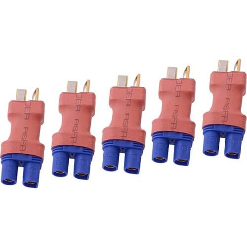 No Wires Deans Style EC3 Male to T Plug Male Connector / Adapter (5pcs in one package)