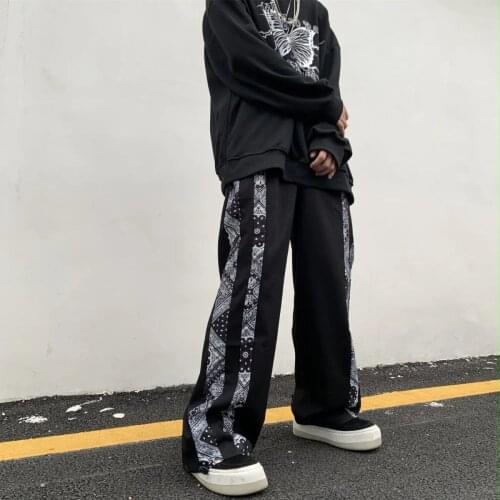 Punk style wide leg pants women Korean vintage casual high waist oversize straight leg pants streetwear Harajuku elastic pants