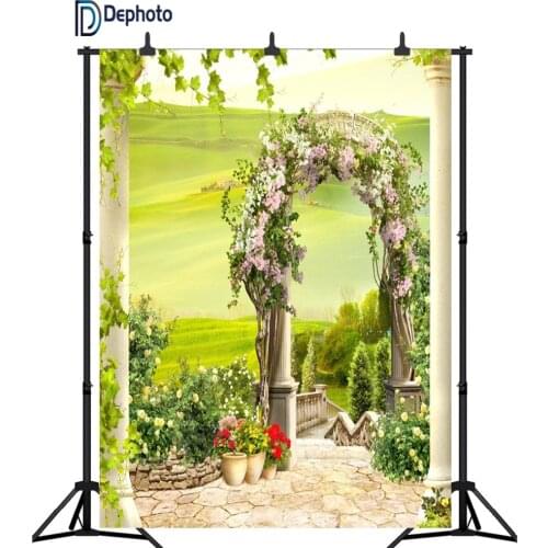 DePhoto Spring Flowers dream Garden arch Scenic Photography Backgrounds Vinyl wedding Photographic Backdrops For Photo Studio
