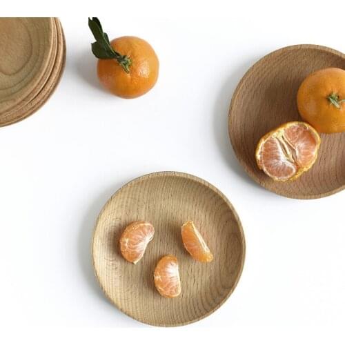 Japanese-style wooden tableware birch disc mini solid wood small disc tray snack plate round wooden dish