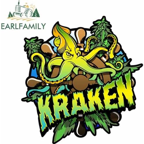 EARLFAMILY 13cm x 12.4cm for Kraken Green Big Octopus Forest Waterproof Decal Decoration Occlusion Scratch Windows Car Stickers