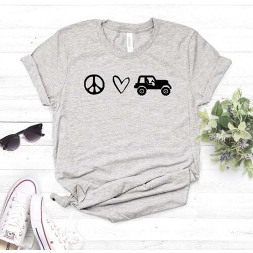 Peace Love Car outdoor Print Women tshirt Cotton Casual Funny t shirt For Yong Lady Girl Top Tee Hipster Drop Ship NA-387