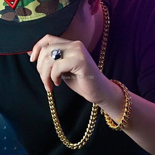 Hip Hop jewelry 14mm Custom made PVD stainless steel cuban link chain necklace