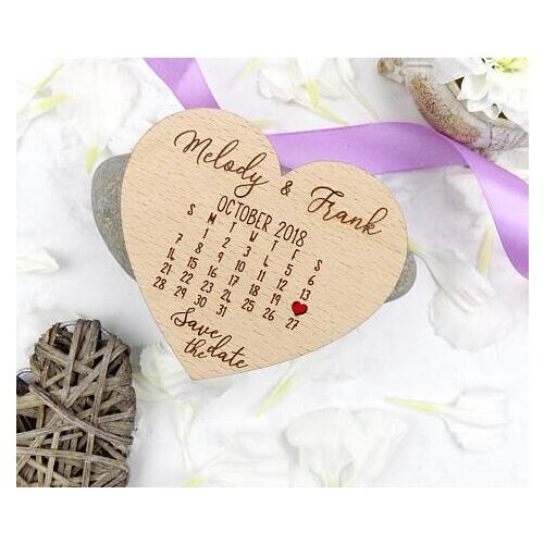 Personalized Calendar heart rustic Wedding wooden Save the Date Magnets bridal shower party favors company gifts invitations
