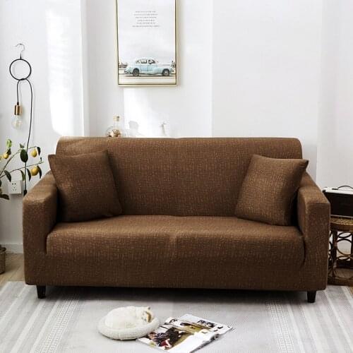 Coffee Solid Stretch Sofa Cover Elastic Corner Couch Covers for Living Room Slipcover Home Decor 1/2/3/4 Seater