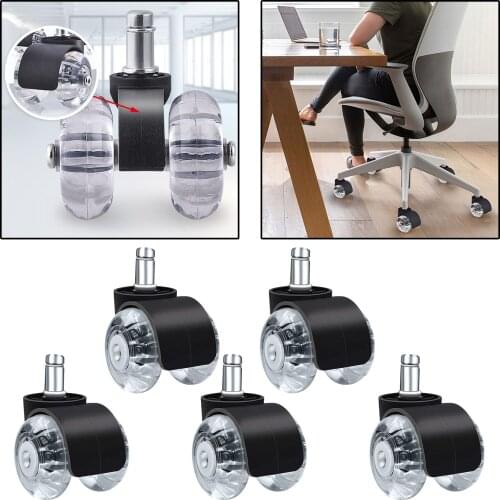 5 Pcs Replacement Heavy Duty Computer Swivel Office Chair Caster Wheels Set Floor Rollers Furniture Accessories