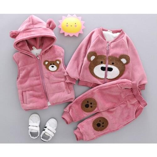 Baby Boy Girl clothing Sets 3pcs Cartoon Spring Autumn Winter Hooded Clothes For Toddler Boys Outfit Suit Childrens Clothing