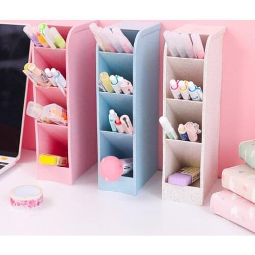 Creative Multifunctional 4 Grid Desktop Organizer Pen Holder Makeup Storage Box School Office Accessories Stationery Organizer