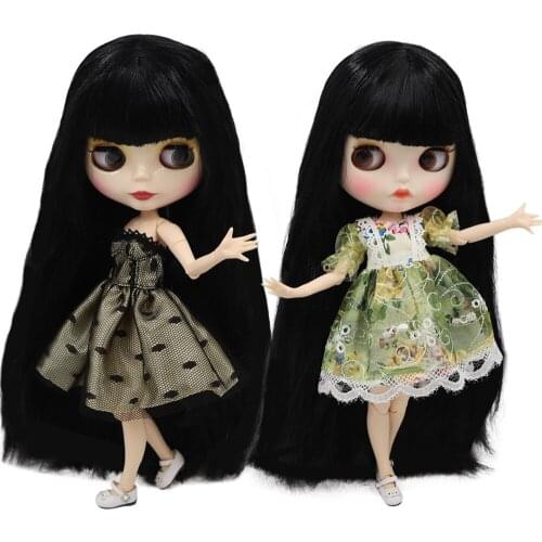 ICY Fortune Days factory blyth doll No.BL117 nude doll with white skin long straight black hair and different face joint body